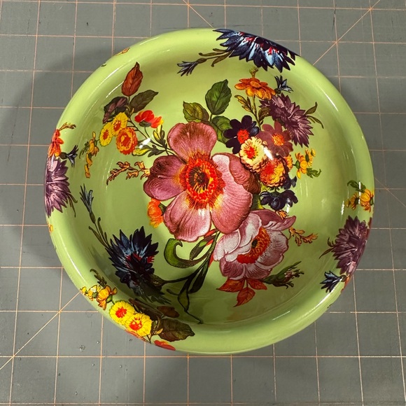 MacKenzie-Childs Retired Market Flowers Floral Dog Bowl - Green and Multicolor - Picture 4 of 5